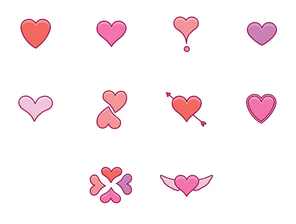 Conjunto de iconos vectoriales con varias formas de corazón — Vector de stock