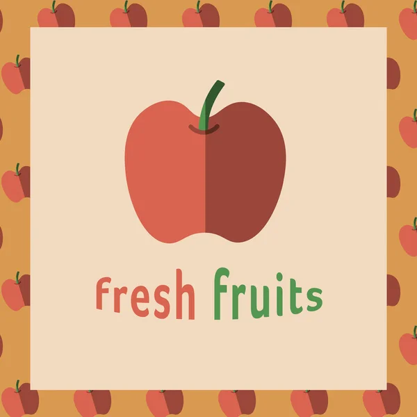Imagen vectorial de manzana leyendo frutas frescas — Vector de stock