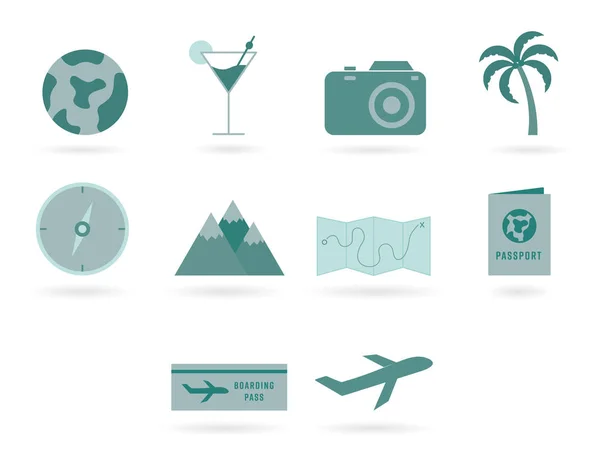 Vector set with various travel and tourism icons — Stock Vector