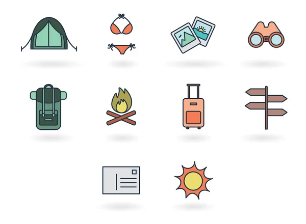 Conjunto de vectores con varios iconos de viajes y turismo — Vector de stock