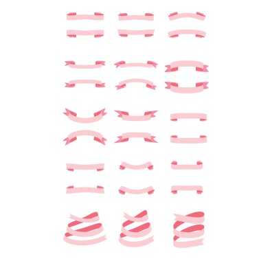 Pembe kurdele vektör afiş set