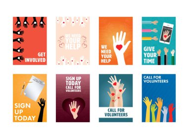 Various vector icon set of volunteers clipart