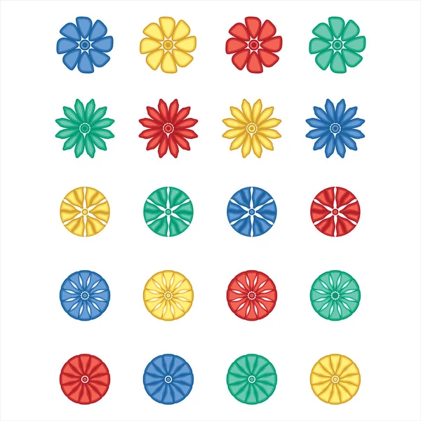 Conjunto vectorial de patrones de flores coloridas — Vector de stock