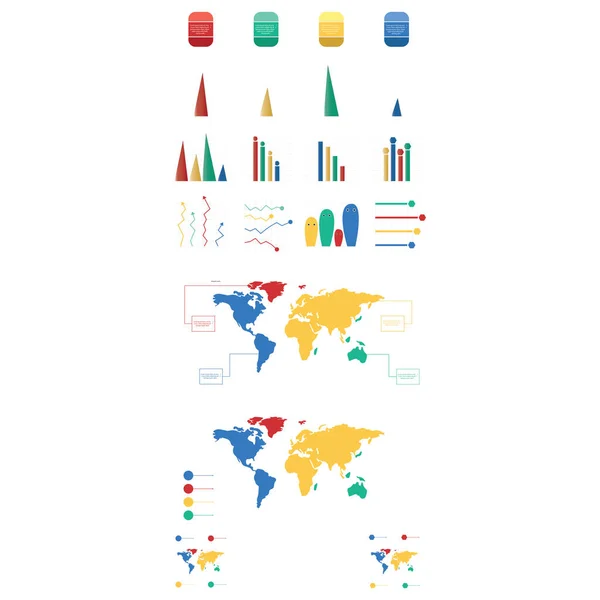 Image vectorielle de la carte du monde avec graphiques — Image vectorielle