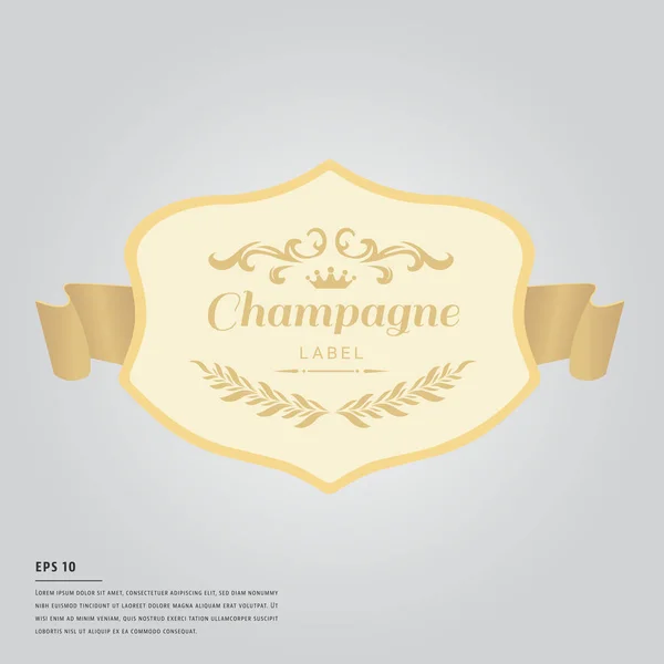 Lorem ipsum Text mit Champagnerflaschenetikett — Stockvektor