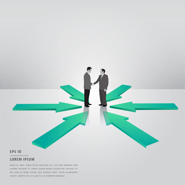 Lorem ipsum text and businessmen shaking hands