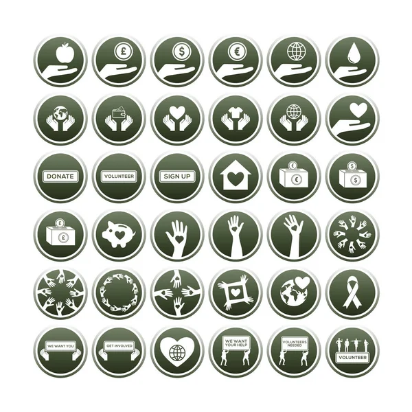 Various vector icon set of charity — Stock Vector