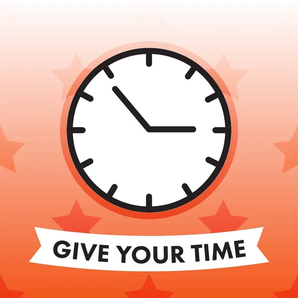Imagen vectorial del reloj con texto dar su tiempo — Vector de stock