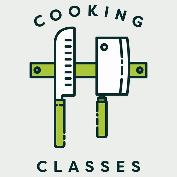 Cuchillos con clases de cocina de texto — Archivo Imágenes Vectoriales