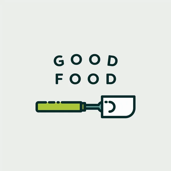 Imagen vectorial de espátula con texto buena comida — Vector de stock