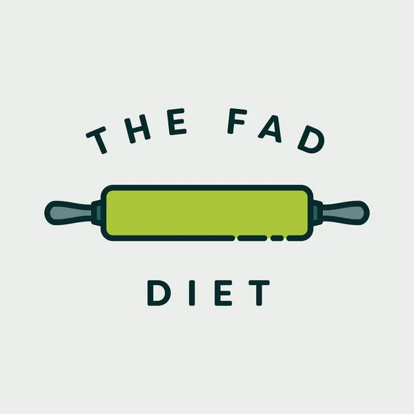 Vector image of rolling pin with text the fad diet — Stock Vector