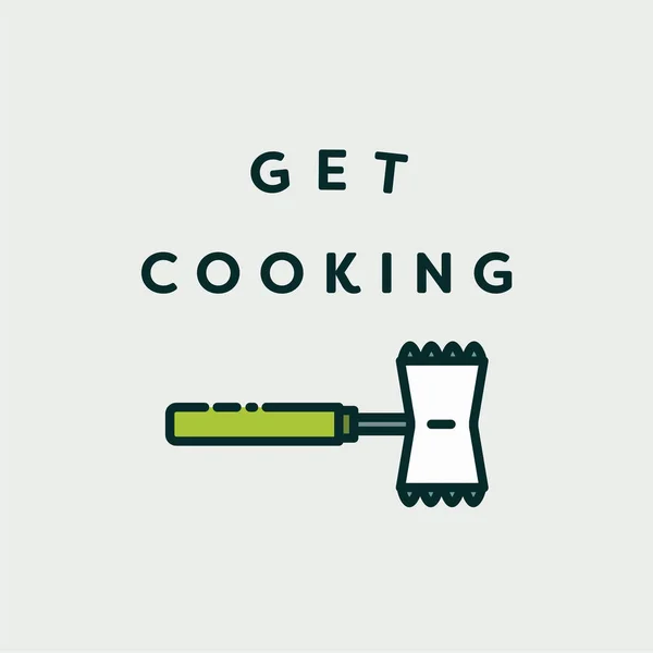 Imagen vectorial de espátula con texto obtener cocina — Vector de stock