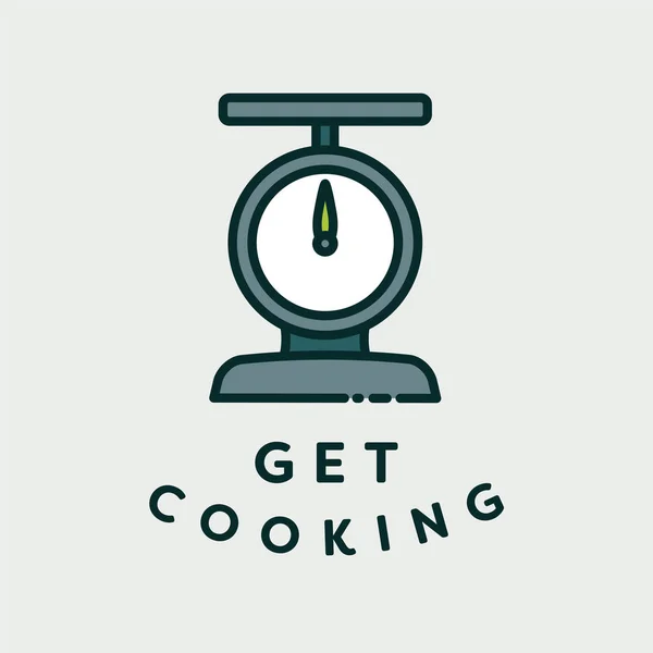 Imagen vectorial de escala con texto conseguir cocinar — Vector de stock