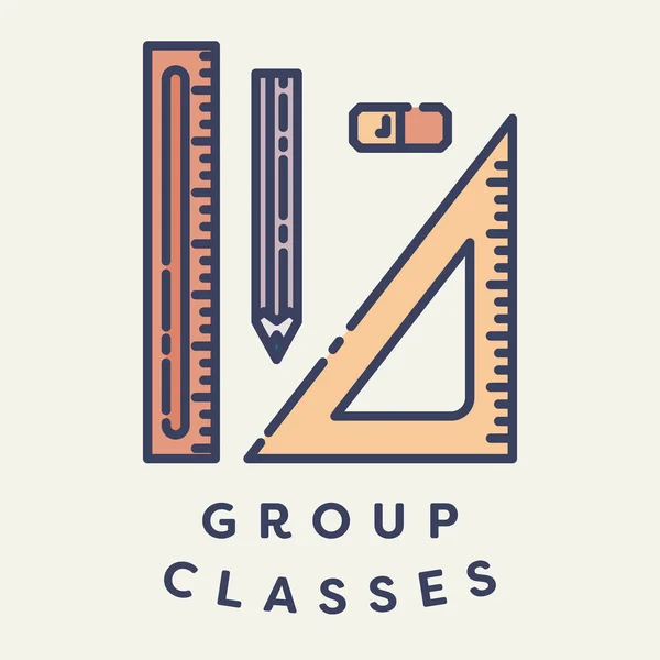 Geometrische Instrumente mit Textgruppenklassen — Stockvektor