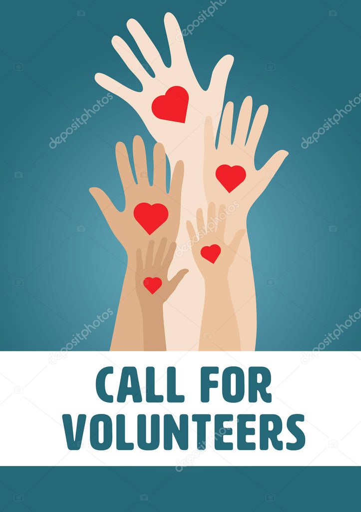 Vector icon of call for volunteers against color background
