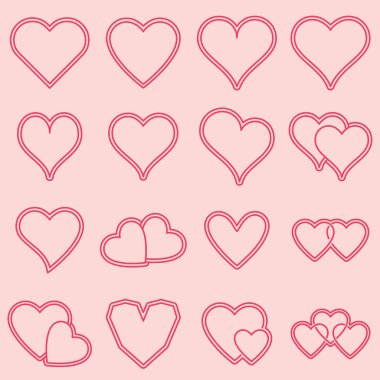Vektör Icon set çeşitli kalp şekiller