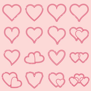 Vektör Icon set çeşitli kalp şekiller