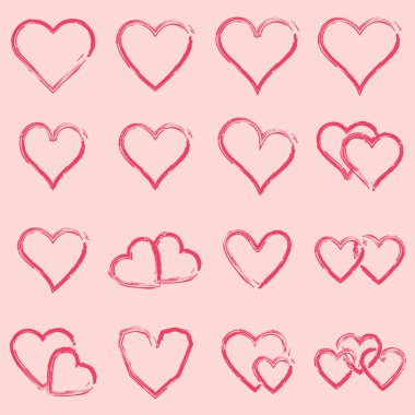 Vektör Icon set çeşitli kalp şekiller
