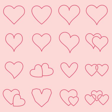 Vektör Icon set çeşitli kalp şekiller