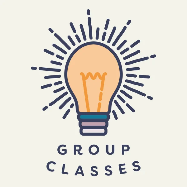 Lâmpada elétrica com classes de grupo de texto — Vetor de Stock