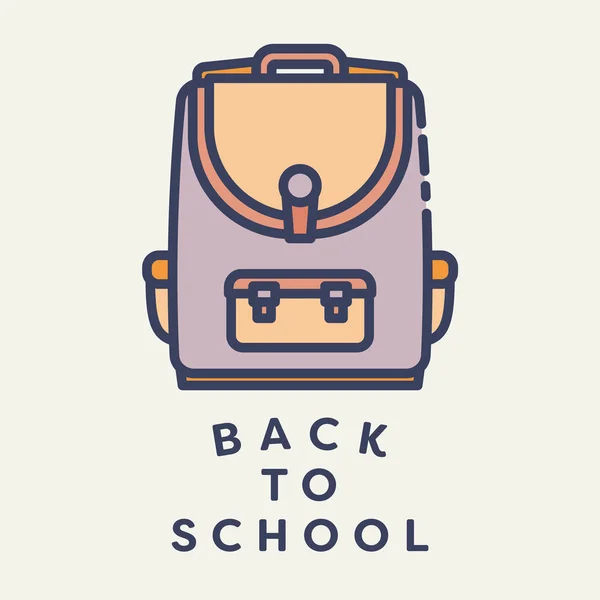 Immagine vettoriale della borsa della scuola con il testo torna a scuola — Vettoriale Stock