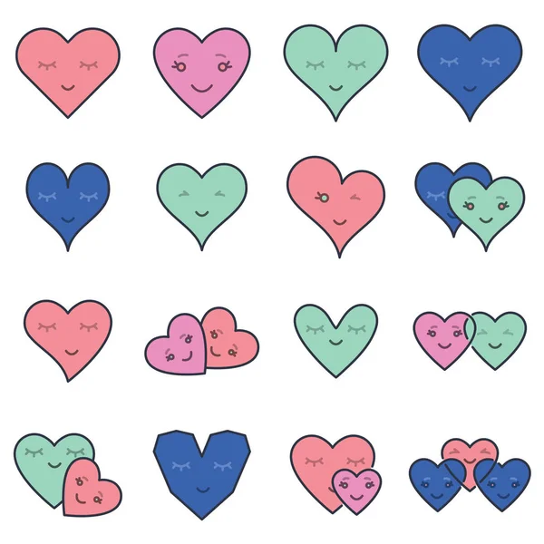 Conjunto de iconos vectoriales de varias formas de corazón — Vector de stock