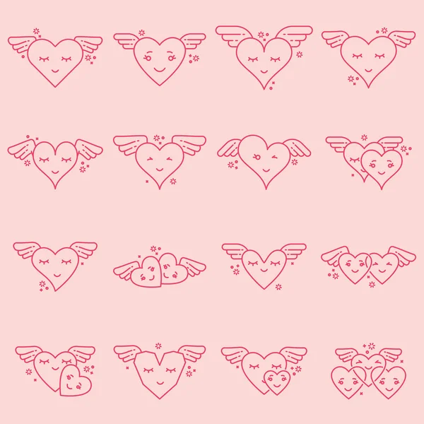 Vector icon set of various heart shapes — Stock Vector