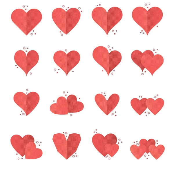 Wektor zestaw ikon o różnych kształtach serca — Wektor stockowy