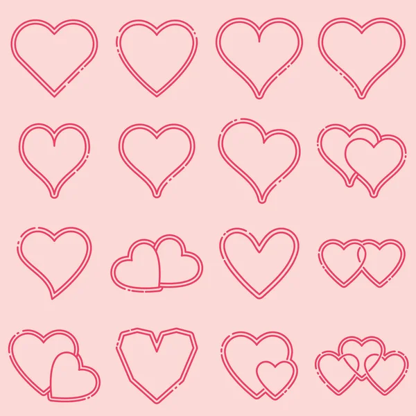 Conjunto de ícones vetoriais de várias formas de coração —  Vetores de Stock