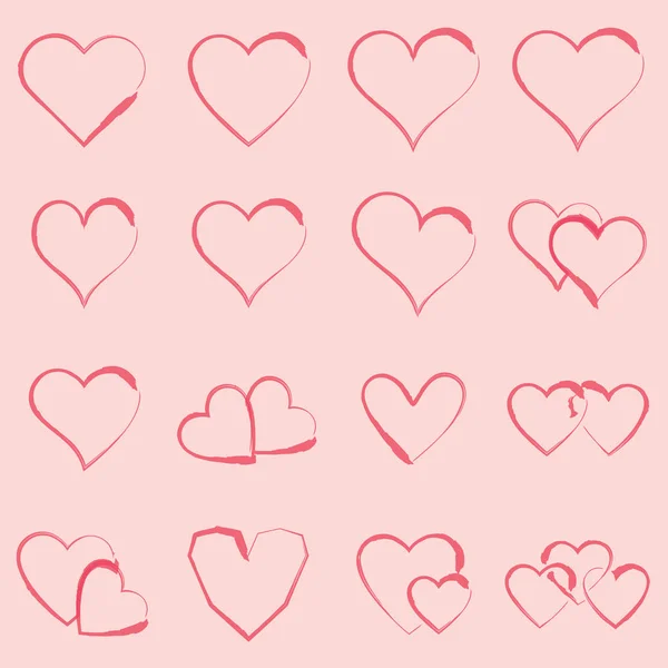 Vektorové ikony sada různých tvarů srdce — Stockový vektor