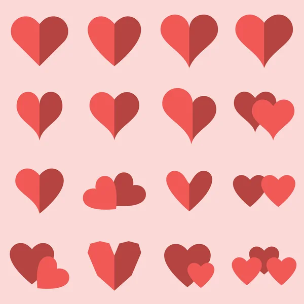 Conjunto de iconos vectoriales de varias formas de corazón — Vector de stock