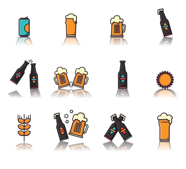 Vektör Icon set bira — Stok Vektör