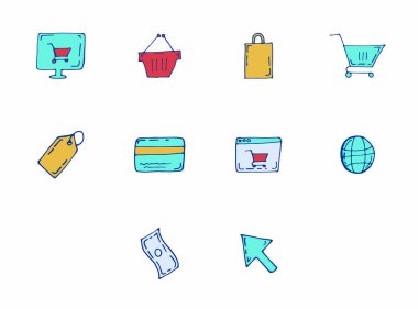 Vektör simge kümesi için online alışveriş