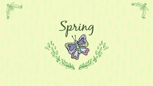 Cartão de saudação com texto primavera — Vetor de Stock