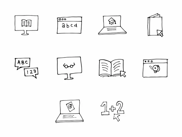 Set di icone vettoriali per l'educazione online — Vettoriale Stock