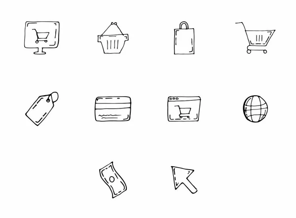 Conjunto de iconos vectoriales para compras online — Archivo Imágenes Vectoriales