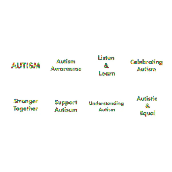 Vektorové ikony pro autismus povědomí zprávy — Stockový vektor