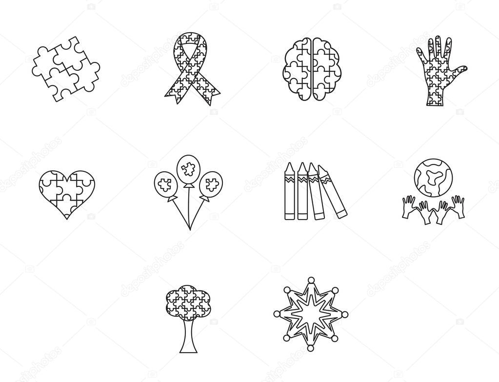 Vector icon set for awareness