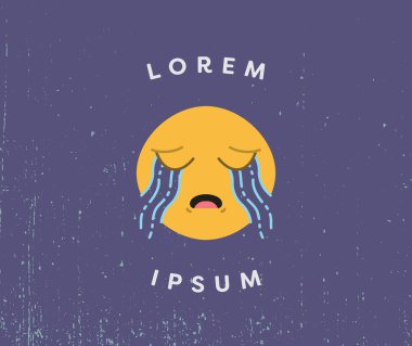 Card with crying emoji and text lorem ipsum clipart