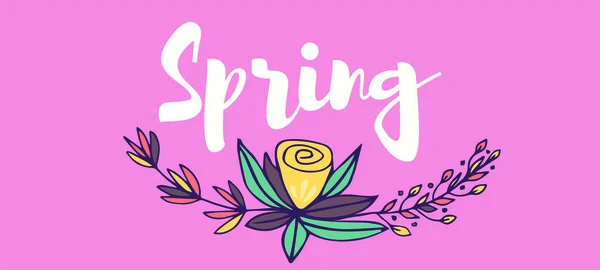 Cartão de saudação com mensagem de primavera — Vetor de Stock