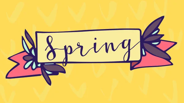 Cartão de saudação com mensagem de primavera — Vetor de Stock