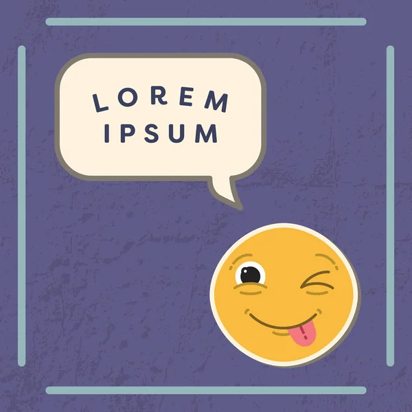 Cartão com emoji bobo e lorem de texto ipsum —  Vetores de Stock