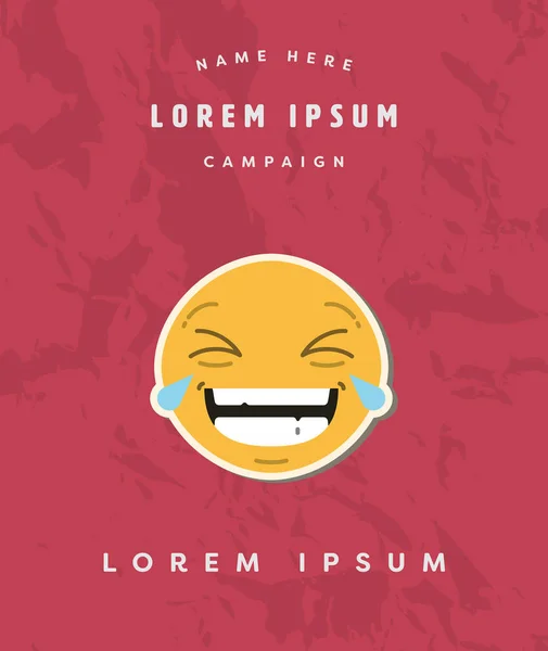 Kaart met de lachende emoji en tekst lorem ipsum — Stockvector