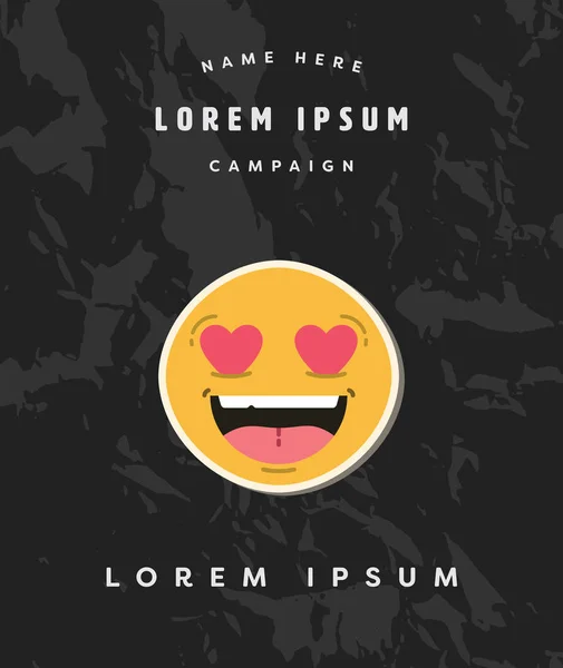 Kaart met hart ogen emoji en tekst lorem ipsum — Stockvector