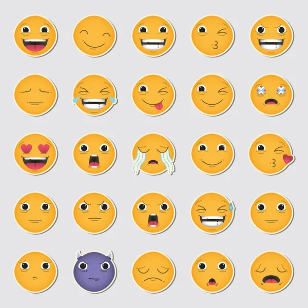 Conjunto de ícones vetoriais de emoticons — Vetor de Stock