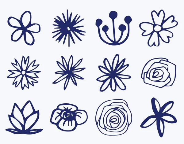 Icona vettoriale set di fiori — Vettoriale Stock