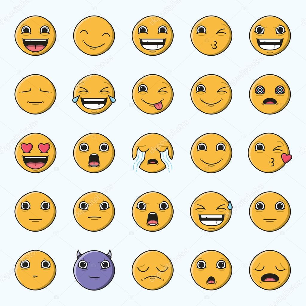 Vector icon set of emoticons
