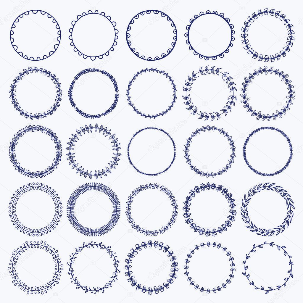 Vector icon set of round frames