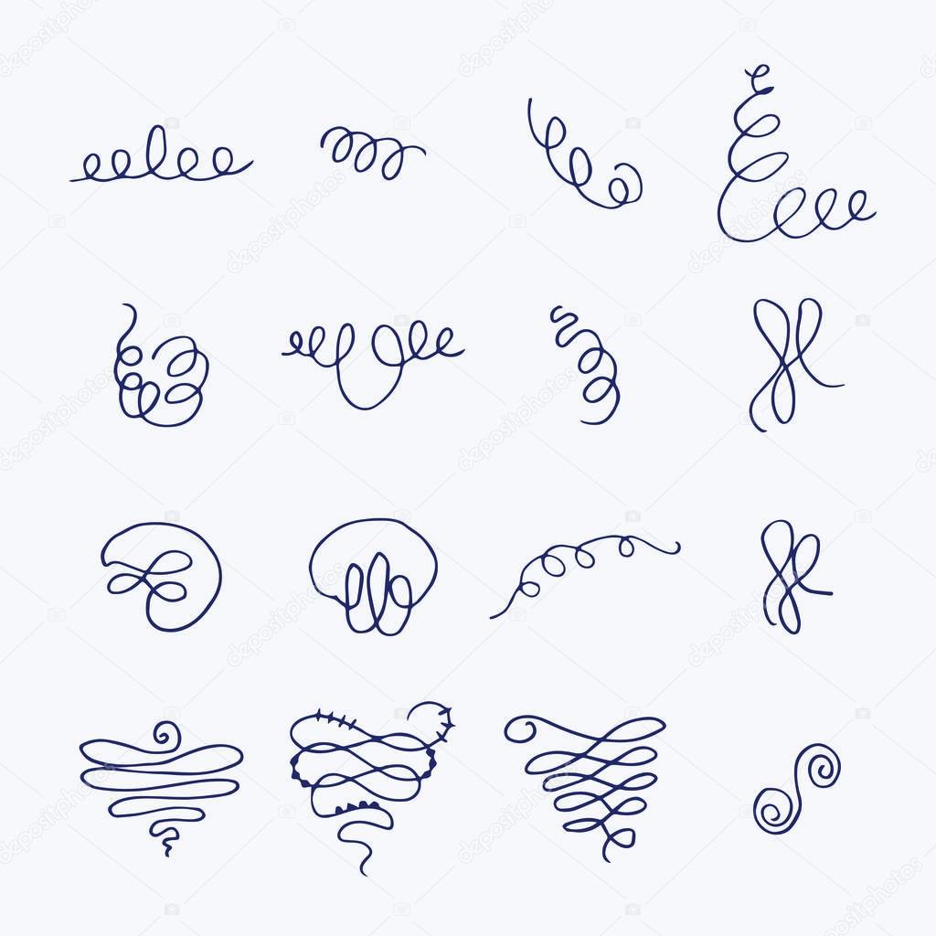 Vector icon set of doodle