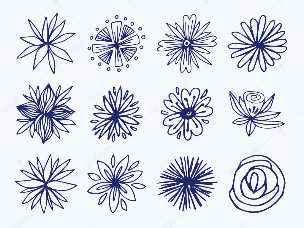 Vector icon set of flowers